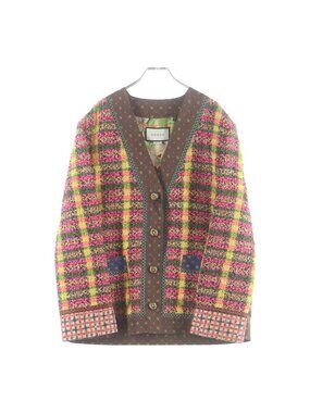 Gucci Check All Over Pattern Tweed Jacket Multicolor